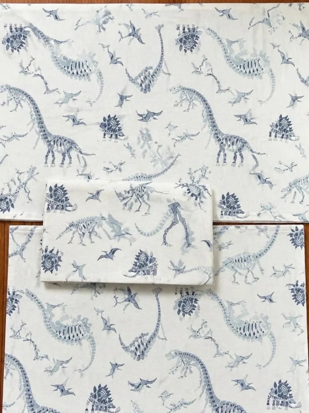 Pottery Barn Kids Dino Bones Twin Sheet Set Flat Fitted 2 Pillowcases Organic